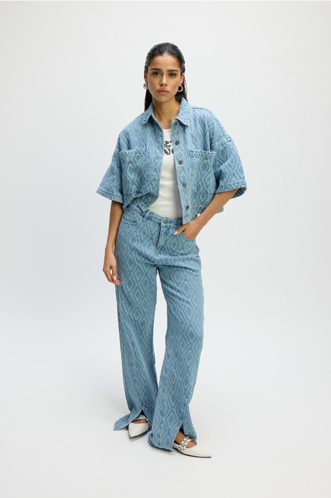 WOVEN SHORTSLEEVE BLOUSE SUSSY R2503979679 204 BLUE DENIM